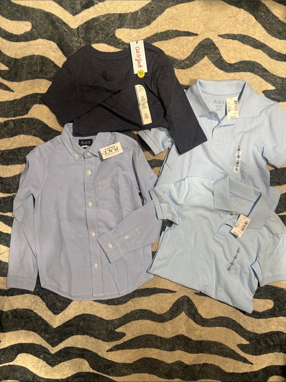 The Children's Place Boys Light Blue & Navy Shirt Set - Polo & Button-Down